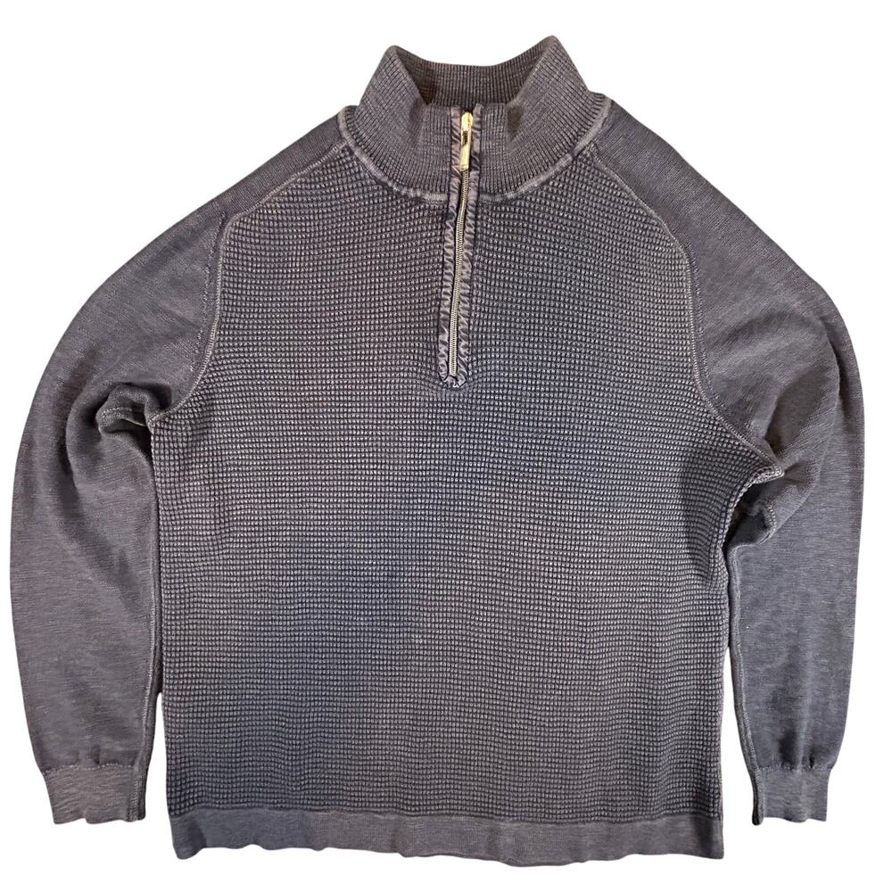 Tommy Bahama Quarter Zip Blue Sweater Mens Size L Pullover